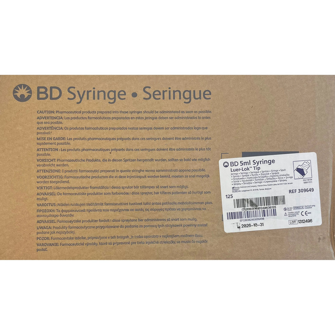 BD 5ml Syringe Luer-Lok™️ Tip Only (125 Per Box)