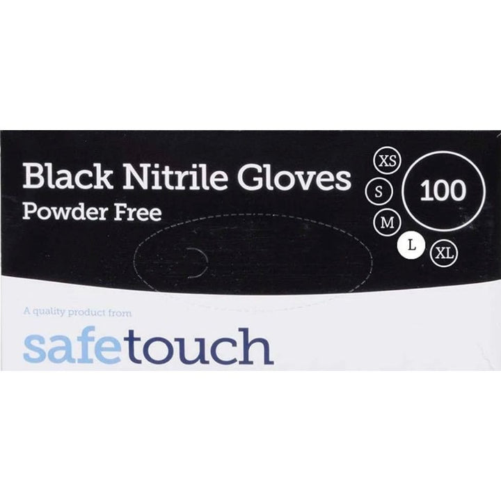 SafeTouch Black Nitrile Gloves Powder Free M